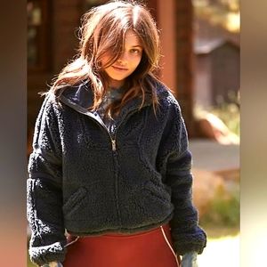 💙 NWT Free People Nantucket Half Zip Pullover Fleece (Navy) - Size Small